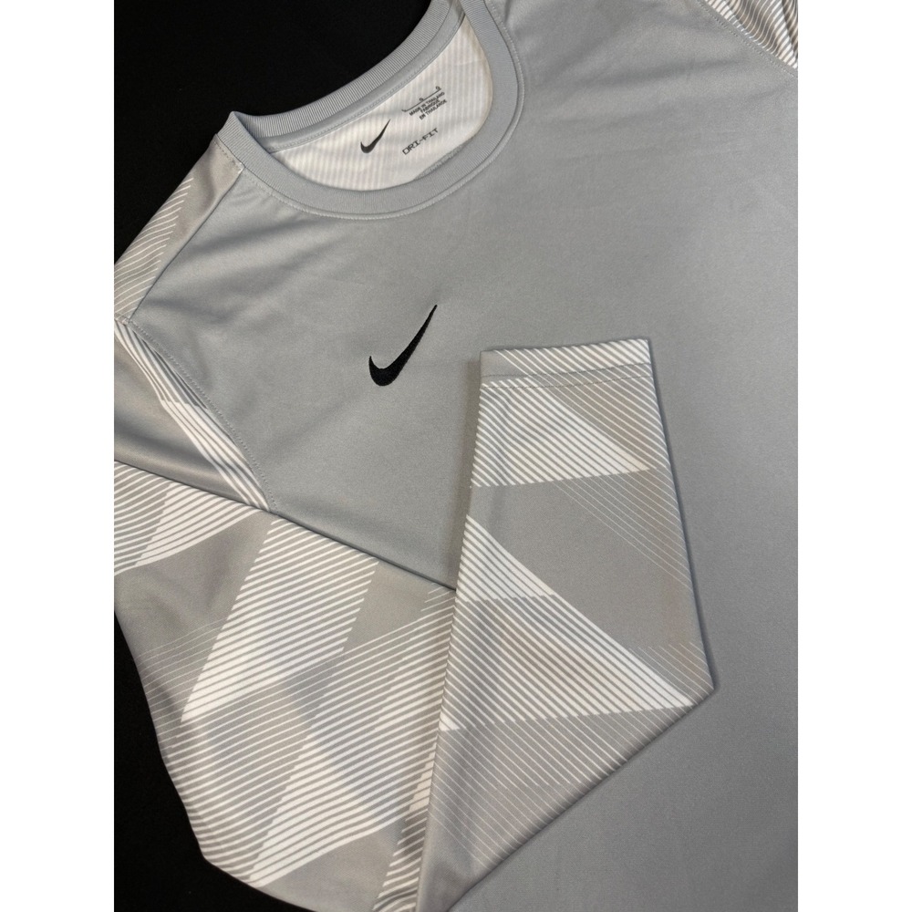 Nike Dri-FIT Women's Long Sleeve Top Grey Graphic Soccer Jersey Mens Large NWT